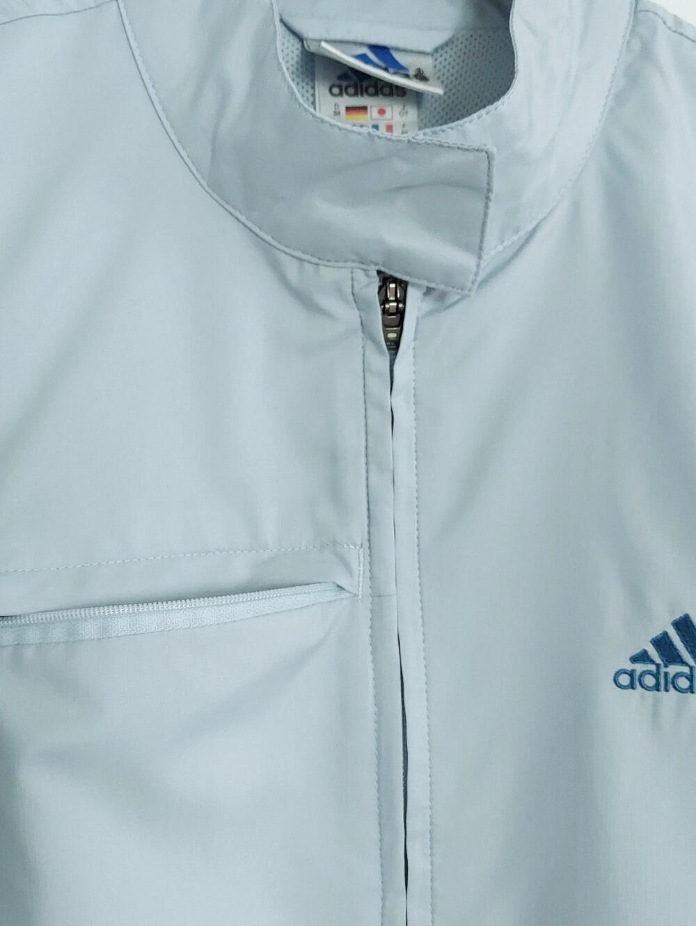 adidas Womens Track Jacket Full Zip Light Blue Windbreaker Y2K Athletic Size M - Picture 5 of 16
